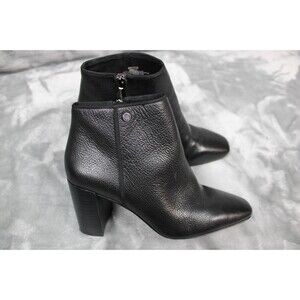 Karl Lagerfeld Black Pebble Heeled Leather Stylish Ankle Boot Women's 9